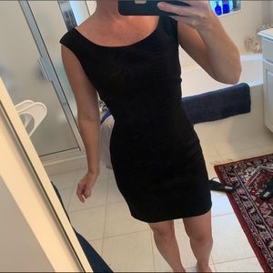 Formal little black dress with animal print